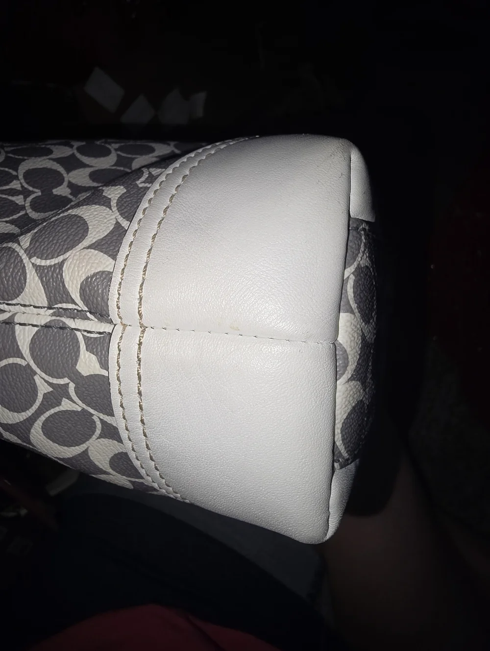 Coach Signature Tote in Gray, White & Pink